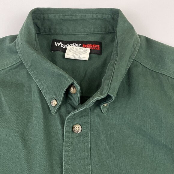 Wrangler Riggs Workwear Shirt Men's XXL Green Twill Button Down Long Sleeve - Picture 9 of 11